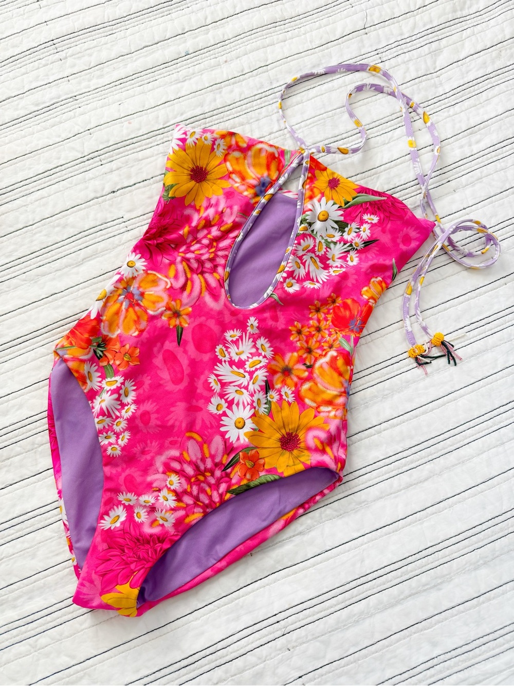 Agua Bendita for Revolve Jamie One Piece Swimsuit Fuschia Haze size XS FLAWED